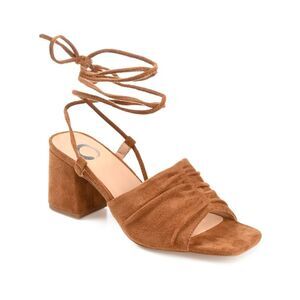 JOURNEE COLLECTION Womens Brown Wrap-AAnkle Felisity Heeled Sandal 7.5
